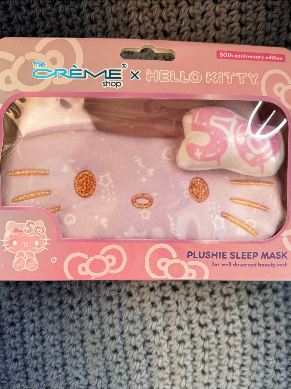 Hello Kitty Plushie Sleep Mask - Pink and Gold Accent